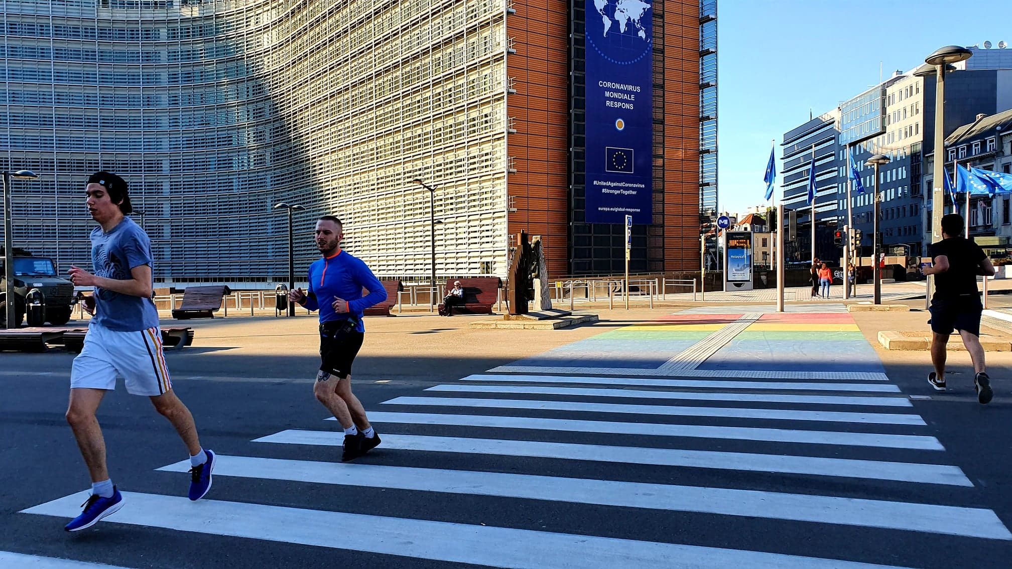 covid brussels bruxelles commission berlaymont running jogging