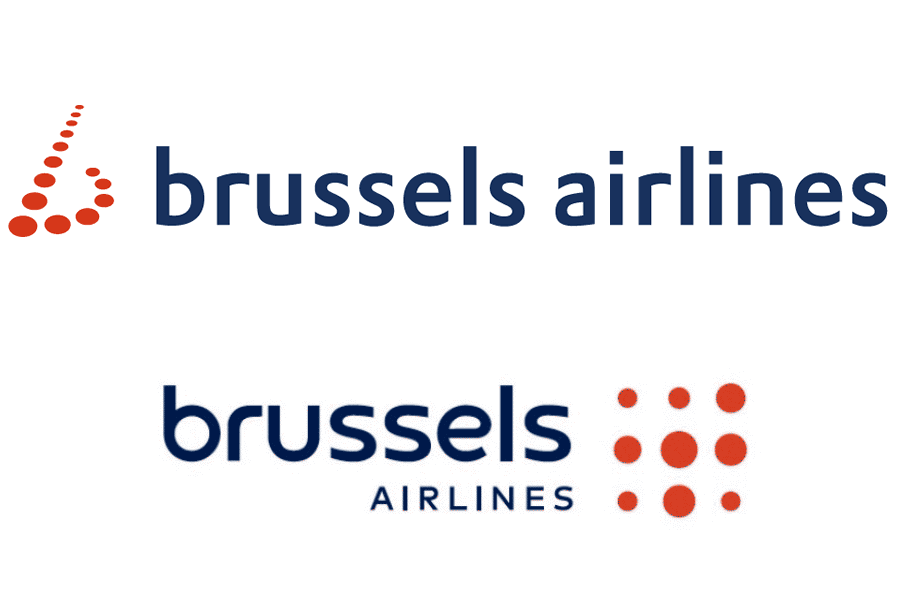 Το παλιό (επάνω) και το νέο σήμα (κάτω) της Brussels Airlines